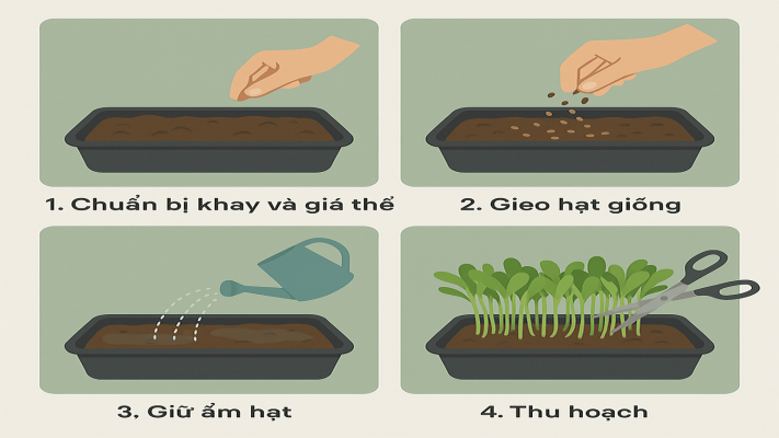 Hướng dẫn kỹ thuật trồng rau mầm bằng giá thể